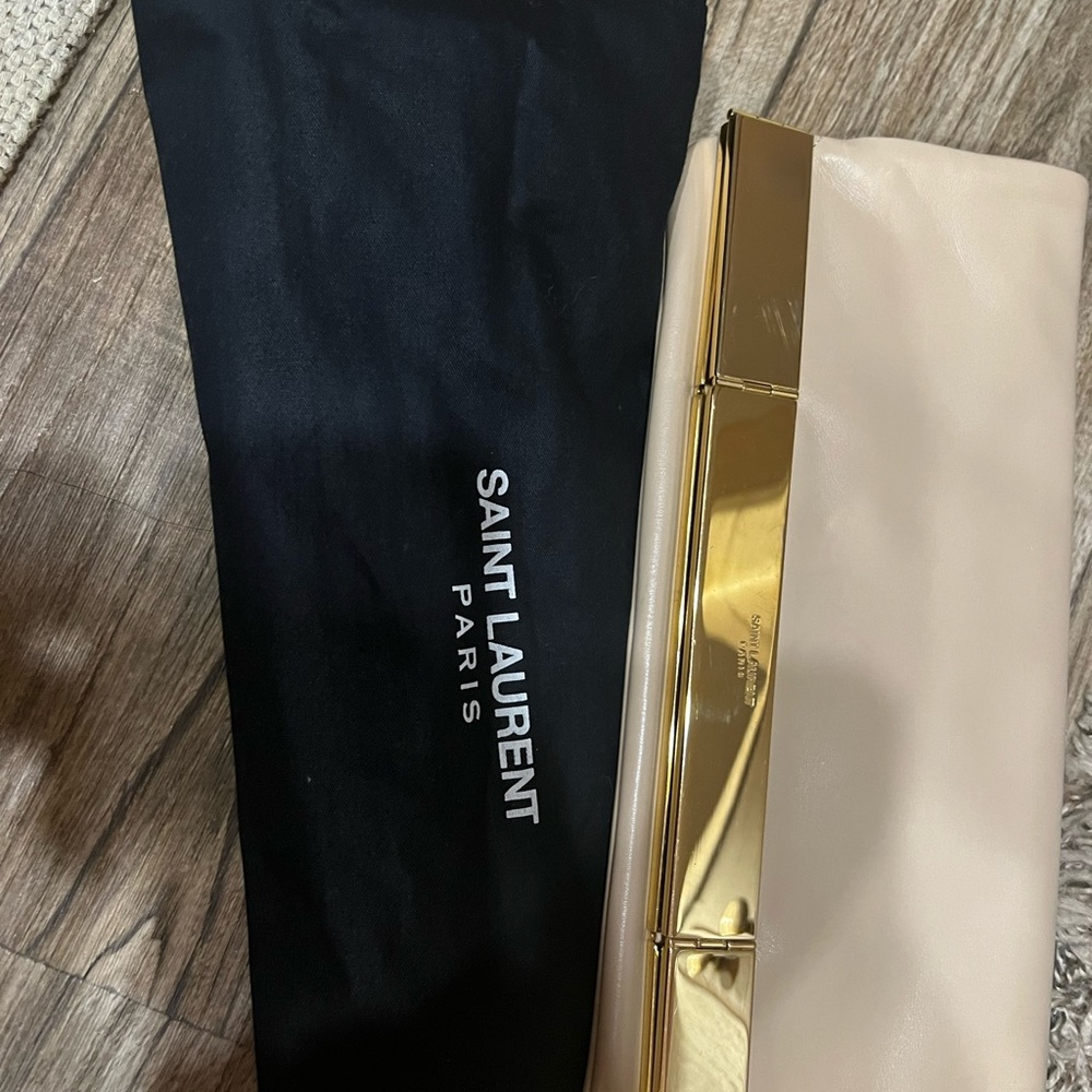 YSL Nude clutch with Gold hardware